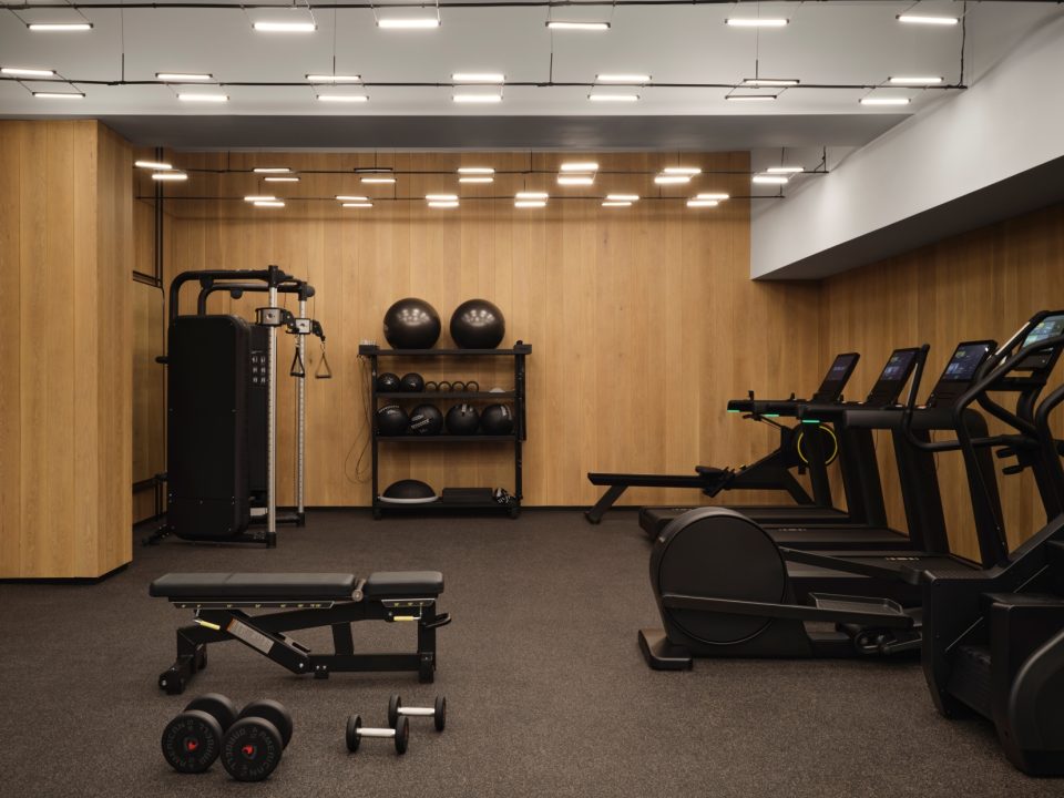 Fitness center at Overline Residences apartments